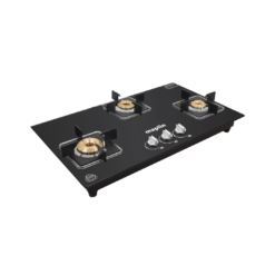 Maplin - 3 Burner Gas Stove with Toughened Glass Top and Brass Burners