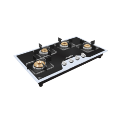 Maplin PRIMA - 4 Burner Gas Stove with Glass Top and Brass Burners