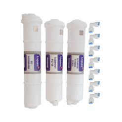 Livpure Complete RO Filter Set: Carbon Filter, Sediment Filter, RO Membrane, and 7 Double Push Elbows